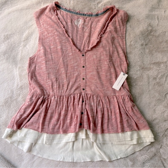 NWT Anthropologie Pilcro Ruffle Babydoll Tank Top Rose Size M - Picture 6 of 11